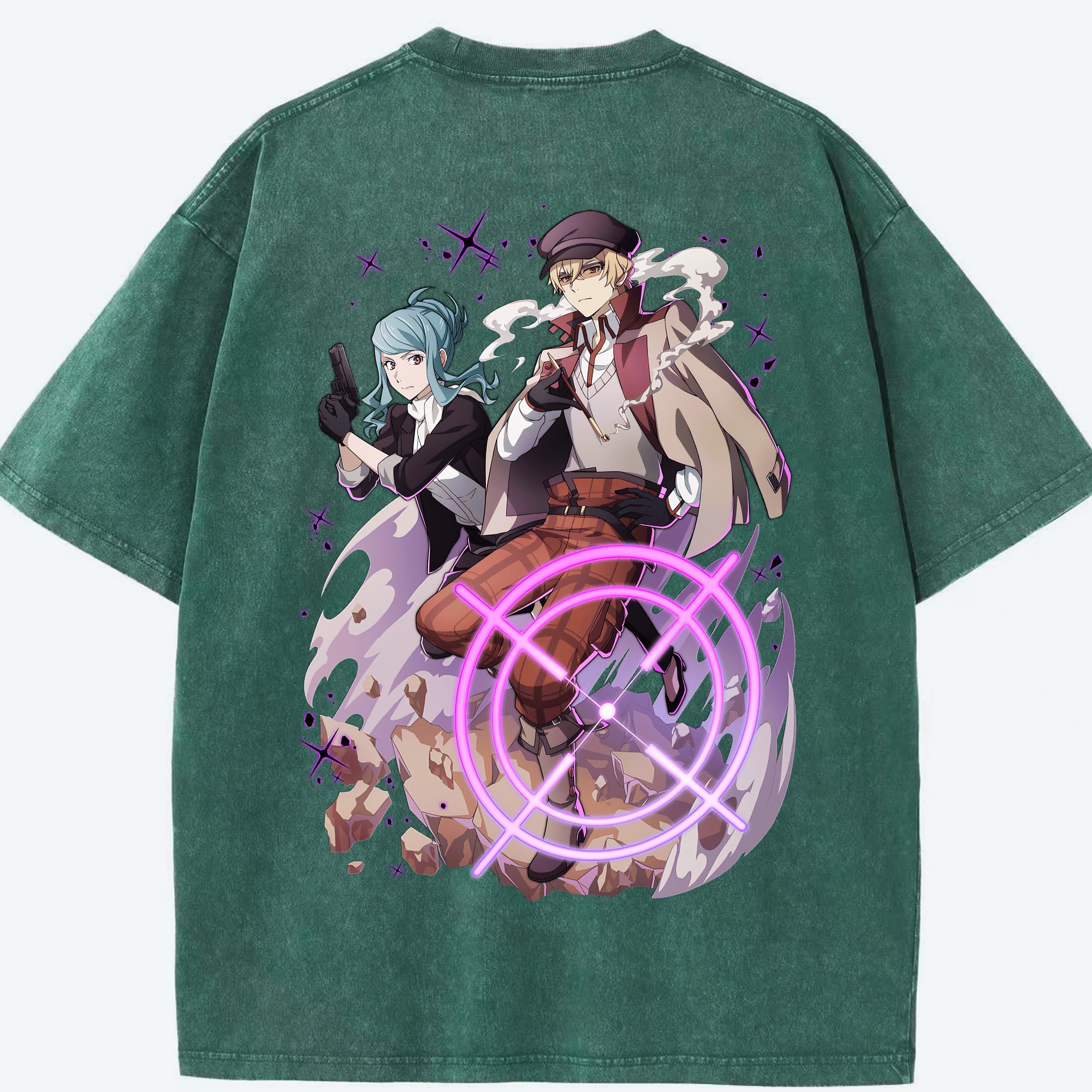 （画像用） 文豪ストレイドッグス Bungo Stray Dogs 綿100% ヴィンテージ風 半袖Tシャツ（背面プリント）